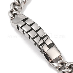 Ion Plating(IP) 304 Stainless Steel Curved Rectangle Link Chain Bracelets for Men&nbsp;BJEW-B096-47B-AS