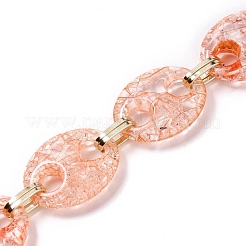 Handmade Crackle Acrylic Coffee Bean Chains&nbsp;AJEW-JB00836-01