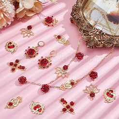 24Pcs 6 Styles Alloy Rhinestone Pendants&nbsp;ENAM-PH0003-27