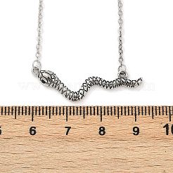 Brass Pave Black Cubic Zirconia Snake Pendant Necklaces&nbsp;NJEW-D320-02ASP