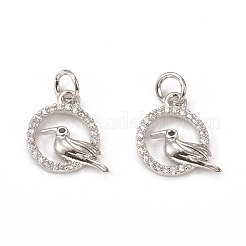Brass Micro Pave Cubic Zirconia Bird Charms&nbsp;KK-E068-VB315