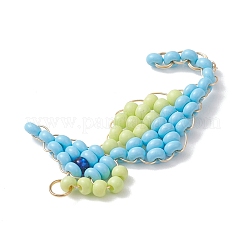 Glass Seed Beaded Sea Horse Pendants&nbsp;PALLOY-MZ01138-01