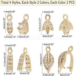 16Pcs 8 Style Brass Micro Pave Cubic Zirconia Ice Pick Pinch Bails&nbsp;ZIRC-FH0001-32
