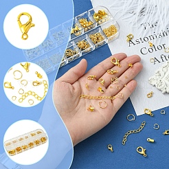 DIY 304 Stainless Steel Open Jump Rings & Alloy Lobster Claw Clasps & Folding Crimp Ends Jewelry Making Findings Kits&nbsp;DIY-FS0008-14