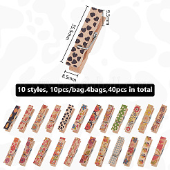 10Pcs 10 Styles Flower Printed Wooden Craft Pegs Clips&nbsp;AJEW-WH0248-505