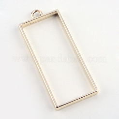 Rack Plating Alloy Rectangle Open Back Bezel Pendants&nbsp;PALLOY-S047-11E-FF