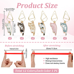 24Pcs 2 Styles Silicone Bands Bookmark & Alloy Cat Paper Clips Sets&nbsp;AJEW-DR00015