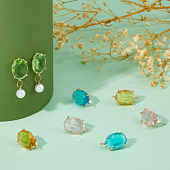 8Pcs 4 Colors Glass Stud Earring Findings&nbsp;FIND-HS0002-22