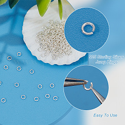 Anti-Tarnish 200Pcs Rhodium Plated 925 Sterling Silver Open Jump Rings&nbsp;STER-PH0001-50