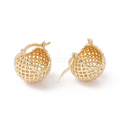 Brass Woven Basket Shape Hoop Earrings for Women&nbsp;LS-EJEW-E165-01KCG