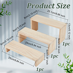 3Pcs 3-Layer Rectangle Wood Minifigures Organizer Display Risers&nbsp;ODIS-WH0038-110