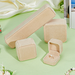 4pcs 4 styles Square & Rectangle Velvet Jewelry Gift Boxes Set&nbsp;ODIS-DC0001-02