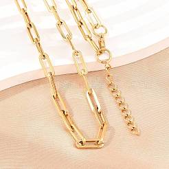 304 Stainless Steel Link Paperclip Chain Bracelet & Necklace Jewelry Sets&nbsp;SJEW-L199-05G