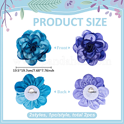 2Pcs 2 Colors Polyester Camellia Brooches&nbsp;JEWB-FG0001-64C