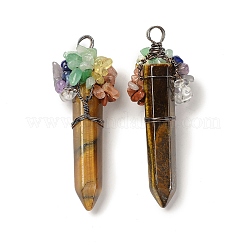 7 Chakra Pointed Natural Tiger Eye Big Pendants&nbsp;G-C012-01R-03