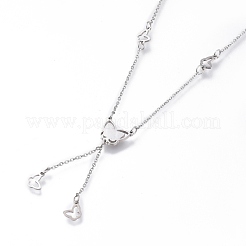 304 Stainless Steel Butterfly Lariat Necklaces&nbsp;NJEW-I240-17