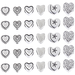 180Pcs 6 Colors Tibetan Style Alloy European Beads&nbsp;TIBEB-PA0001-14