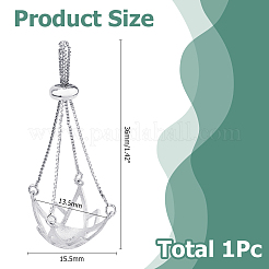 1Pc Rhodium Plated 925 Sterling Silver Bead Cage Pendant Mounting&nbsp;STER-HS0001-20P