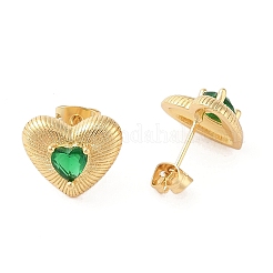 Rack Plating Brass with Cubic Zirconia Stud Earrings for Women&nbsp;EJEW-G394-05G