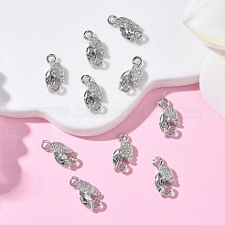 SHEGRACE Brass Micro Pave Clear Cubic Zirconia Connector Charms&nbsp;XGRQ3D318-509P