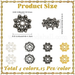 60Pcs 4 Colors Alloy Bead Caps&nbsp;FIND-YW0011-83