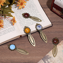 5Pcs Mixed Natural & Synthetic Round Gemsotne Bookmarks&nbsp;AJEW-OC0016-56A