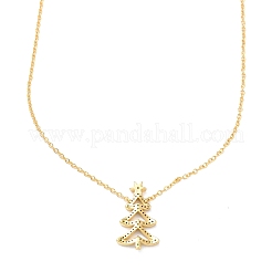 Brass Micro Pave Cubic Zirconia Pendant Necklaces for Christmas&nbsp;ZIRC-I053-15G