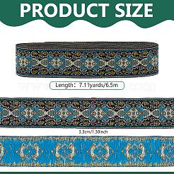 Ethnic Style Flower Pattern Polyester Ribbon&nbsp;OCOR-WH0078-392