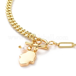 Natural Shell Hamsa Hand Pendant Necklaces&nbsp;NJEW-JN03240-04
