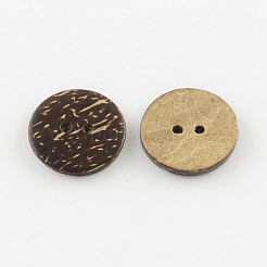 2-Hole Flat Round Coconut Buttons&nbsp;BUTT-R035-006