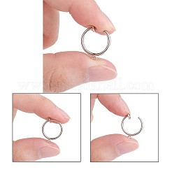 316 Surgical Stainless Steel Clip-on Hoop Earrings&nbsp;X-STAS-S101-15mm-01P