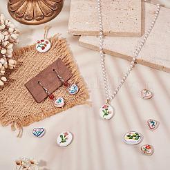 7Pcs 7 Styles Flower Pattern Handmade Porcelain Beads&nbsp;PORC-TA0001-67