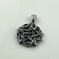 304 Stainless Steel Punk Skull Pentagram Pendant Necklaces for Men's Jewelry&nbsp;WZ8704