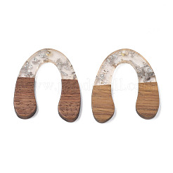 Transparent Resin & Waxed Walnut Wood Pendants&nbsp;RESI-Q211-01B