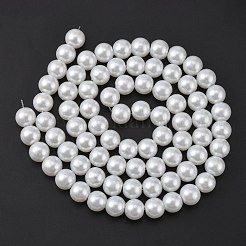 White Glass Pearl Round Loose Beads For Jewelry Necklace Craft Making&nbsp;X-HY-10D-B01