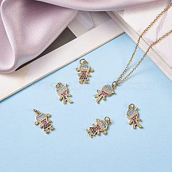 6Pcs 2 Style Brass Micro Pave Cubic Zirconia Pendants&nbsp;KK-SZ0003-86