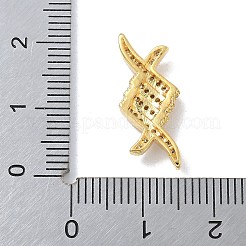 Rack Plating Brass Clear Cubic Zirconia Rhombus Connector Charms&nbsp;KK-A234-069G