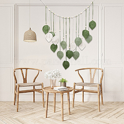 Bohemian Hand-woven Cotton Rope Leaf Tassel with Wood Beads Wall Hanging Ornaments&nbsp;FIND-WH20019-136B-01