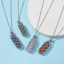 Natural Mixed Gemstone Bullet Pendant Necklaces&nbsp;NJEW-JN04529-01