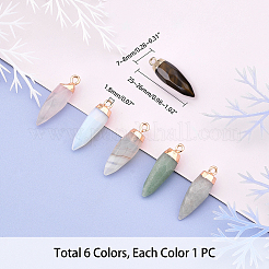 Top Golden Plated Natural & Synthetic Mixed Gemstone Pointed Pendants&nbsp;G-PH0001-05