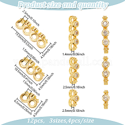 12Pcs 3 Styles Rack Plating Brass Pave Clear Cubic Zirconia Spacer Bars&nbsp;KK-GO0002-11