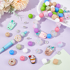 DIY Round & Milk Tea & Donuts Silicone Beadable Pen Making Kits&nbsp;DIY-PH0023-08