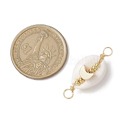 3Pcs 3 Styles Natural Cowrie Shell Copper Wire Wrapped Shell Shape Connector Charms&nbsp;PALLOY-JF02939