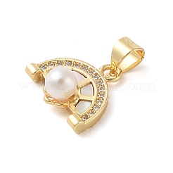 Brass & Shell & Clear Cubic Zirconia Charms&nbsp;KK-I712-18G