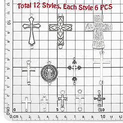 72Pcs 12 Styles Tibetan Style Alloy Links&nbsp;TIBE-PH0002-47