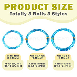 3 Rolls 3 Styles Round Aluminum Wire&nbsp;AW-TADJ0001-03B