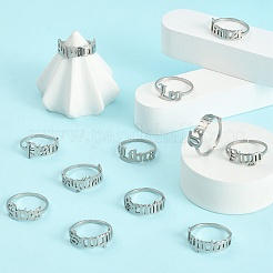 Non-Tarnish 12Pcs 12 Constellation 304 Stainless Steel Open Cuff Rings Set for Women&nbsp;RJEW-TZ0001-02