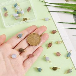 24Pcs 3 Styles Natural Labradorite & Blue Lace Agate & Strawberry Quartz Chip Links Connectors&nbsp;G-PH0002-59
