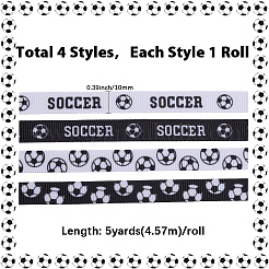 4 Rolls 4 Styles Polyester Sport Ball Printed Grosgrain Ribbon&nbsp;OCOR-GF0004-31B