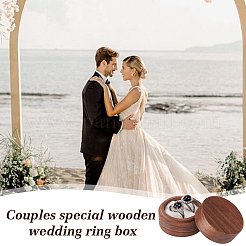 2-Slot Round Wood Ring Storage Boxes&nbsp;CON-HY0001-05D
